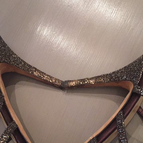 KATE SPADE Sparkle Bronze Slingback Heels Sz 9 B - Picture 6 of 9